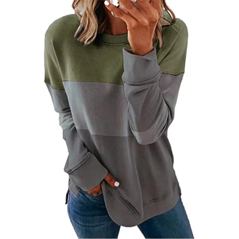 Women's Color Block Crewneck Sweatshirt Long Sleeve