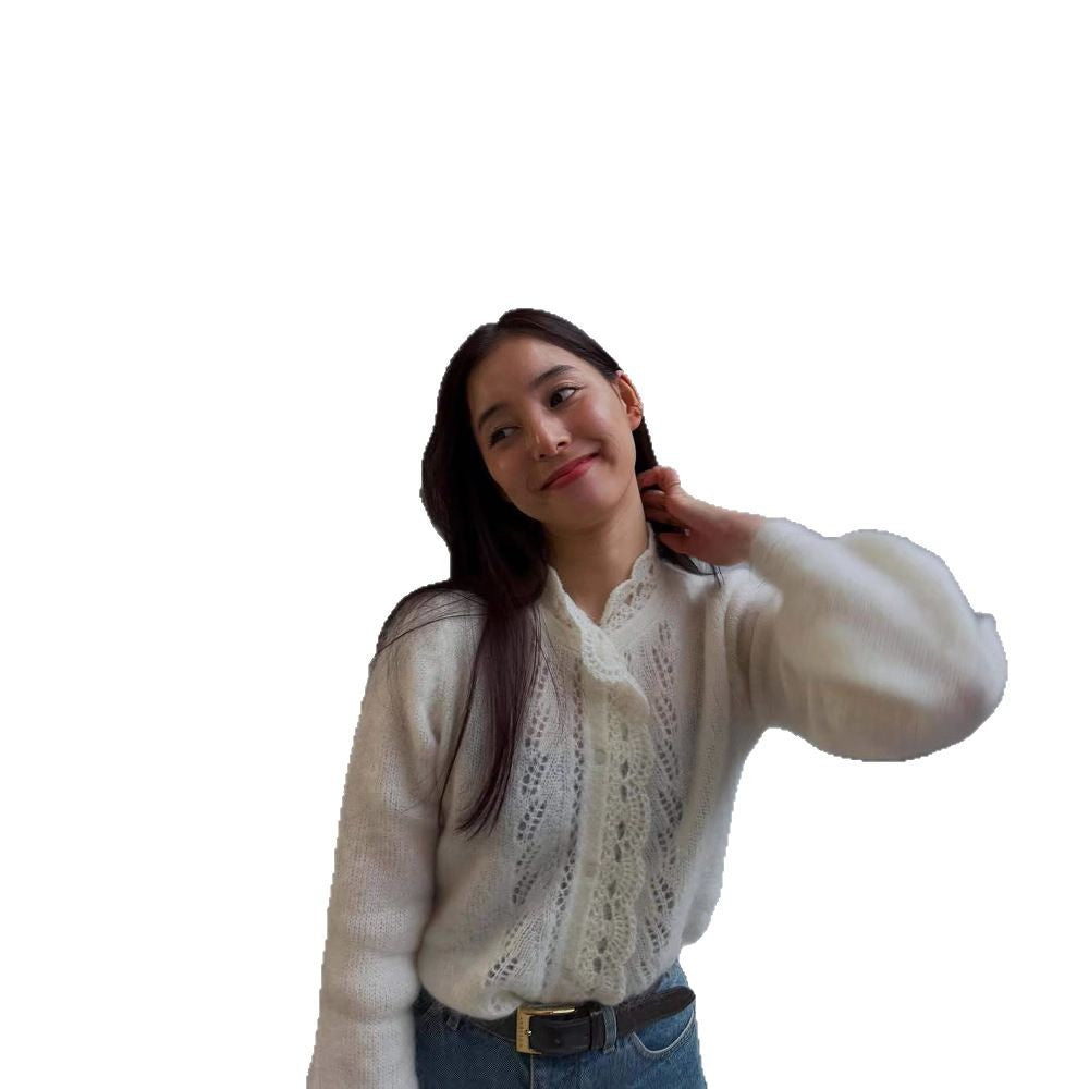 Crochet Lace Button Front Knit Cardigan