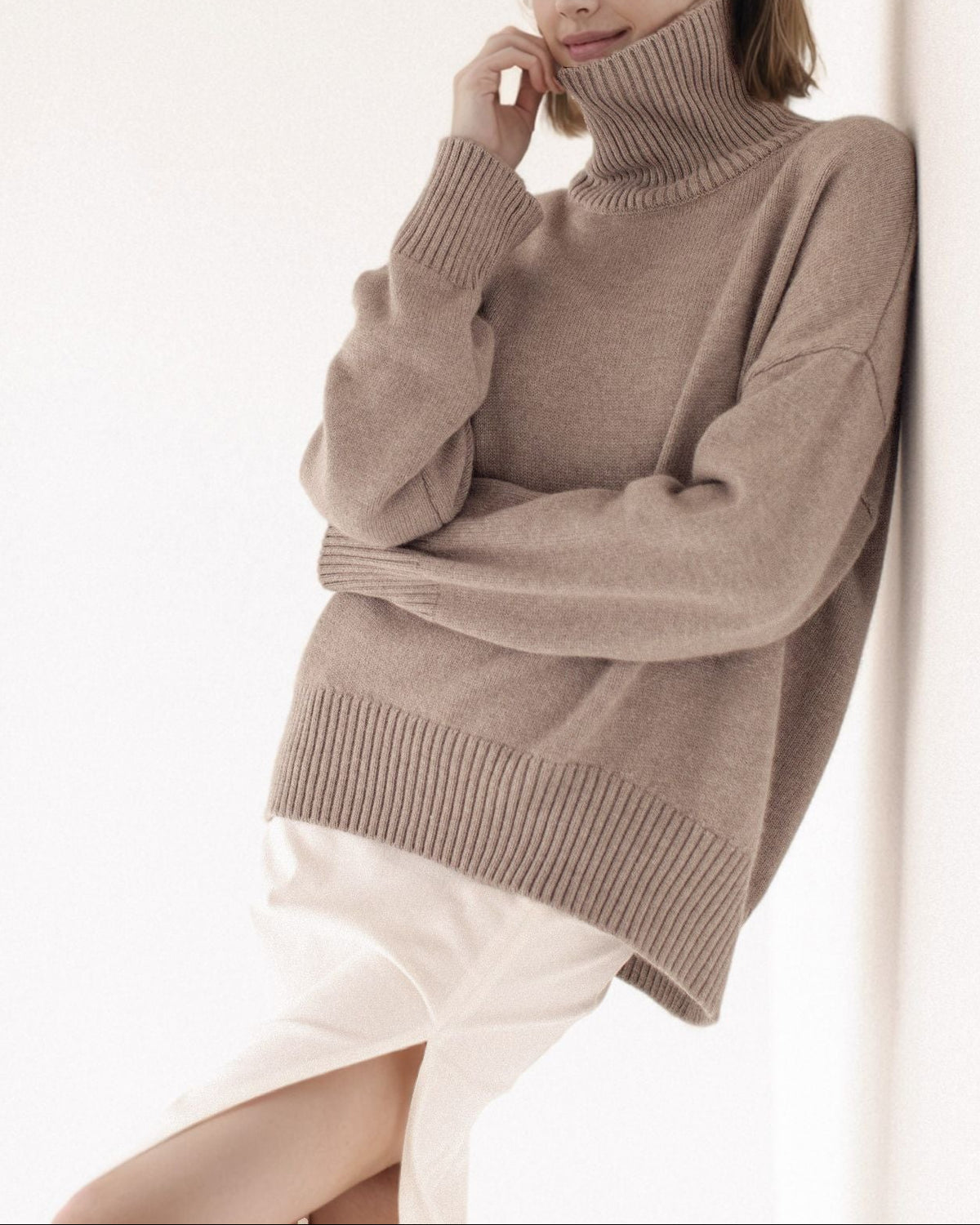 Women's Chunky Oversized Turtleneck Knit Sweater