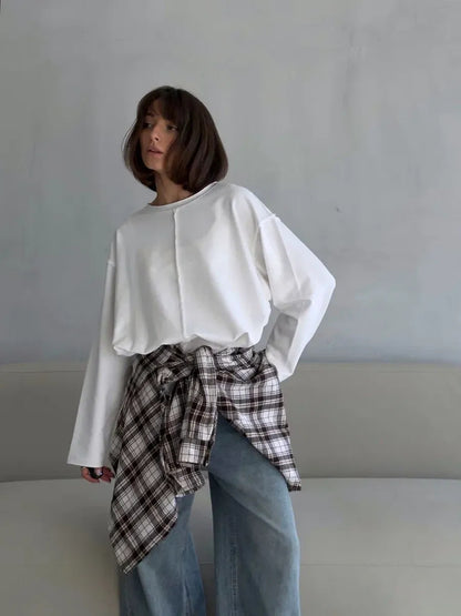 Black Oversized Seam Detail Long Sleeve Tee
