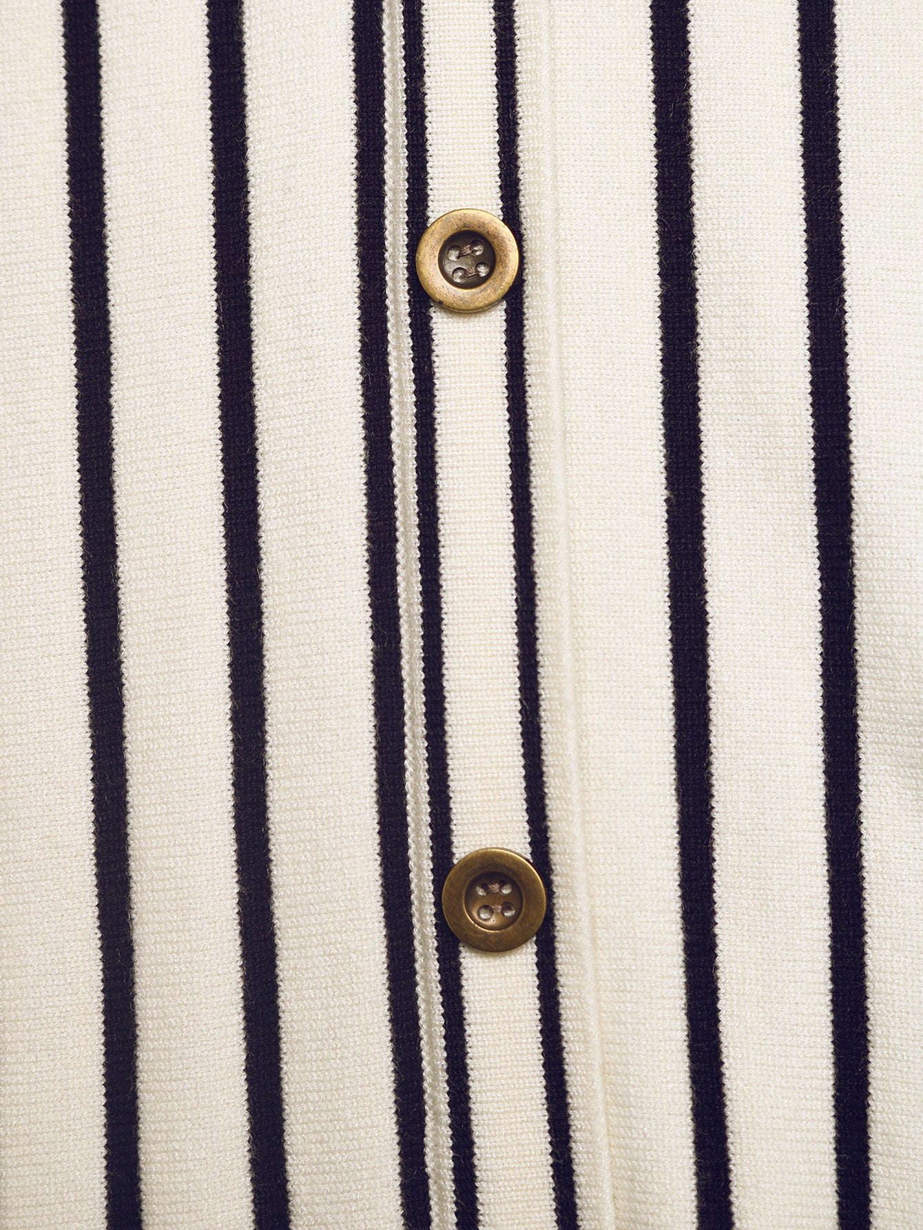 Striped Cropped Cardigan Button Knit V Neck Top