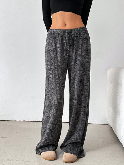 Women's Striped Drawstring Baggy Wide Leg Pants