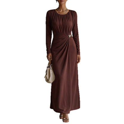 Ruched Long Sleeve Bodycon Maxi Evening Dress