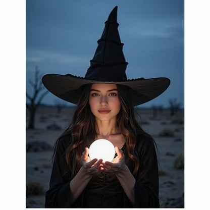 Halloween Pleated Witch Hat Wide Brim Costume Party Hat