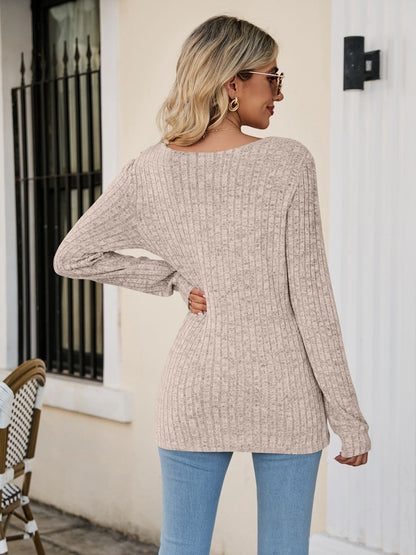 Long Sleeve Square Collar Casual Top