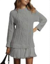 Women's Cable Knit Crew Neck Cashmere Sweater