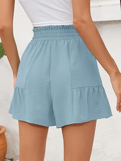 Women's High-Waisted Ruffle Shorts – Tie Waist Summer Beachwear