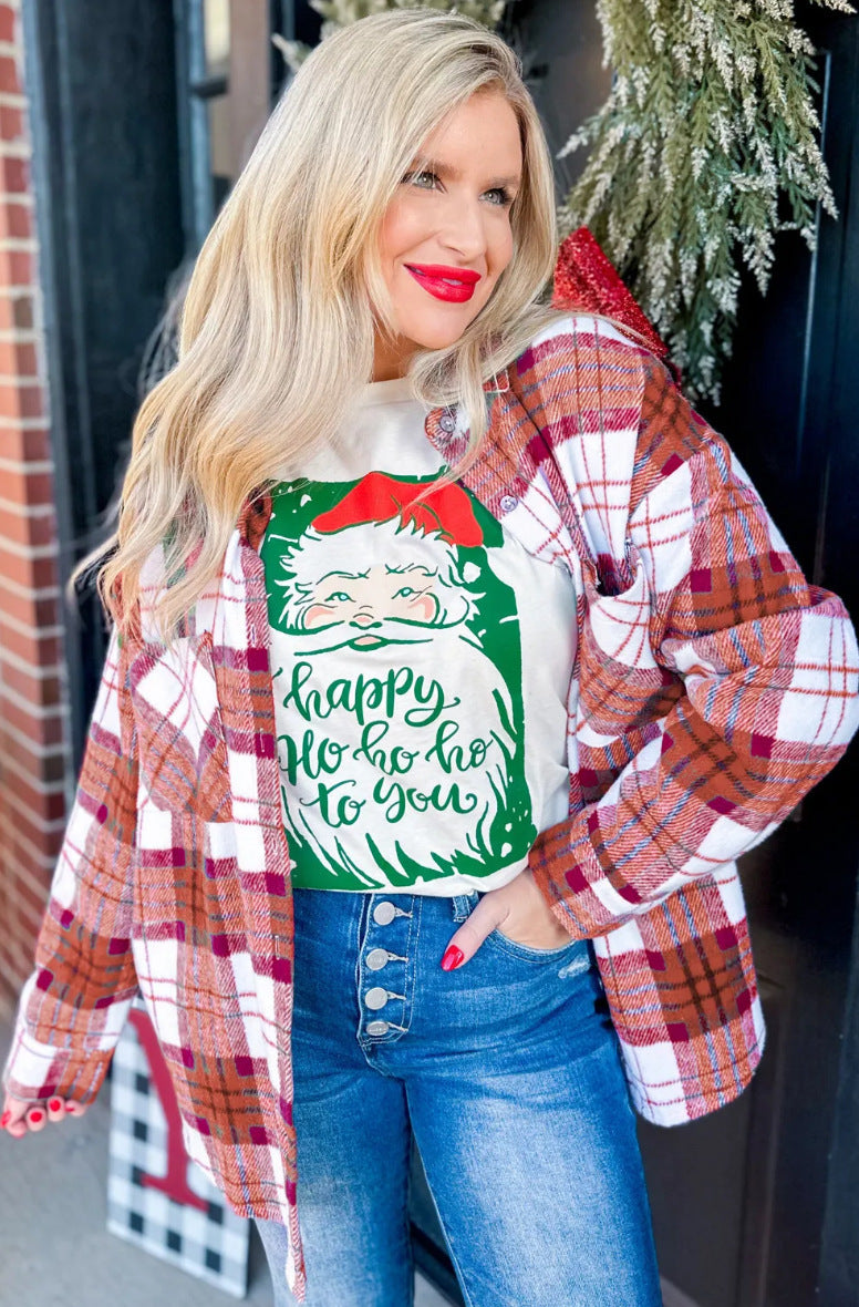 Plaid Shacket Button Down Oversized Shirt Jacket