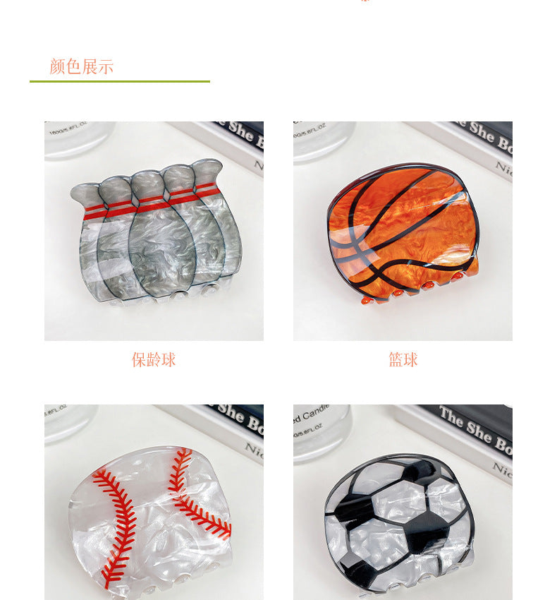Game Day Hair Claw Clips Basketball Soccer Baseball Tennis