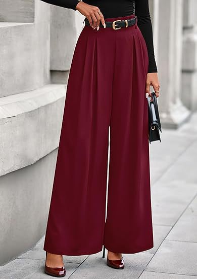 High Waist Wide Leg Dress Pants Business Casual Trousers