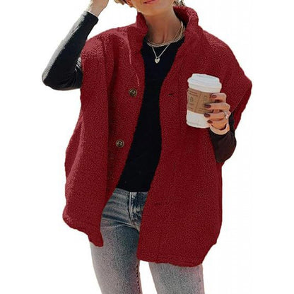 Women's Sherpa Fleece Vest Button Down Sleeveless Jacket