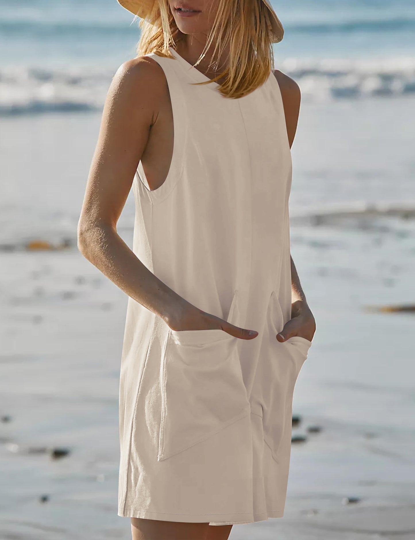 Women's Sleeveless Loose Romper – Casual Summer Overalls with Pockets