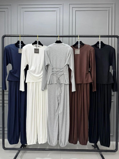 Women's Two Piece Lounge Set Wide Leg Pants