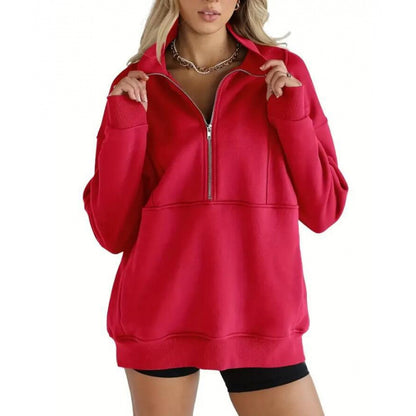 Women's Oversized Half Zip Fleece Pullover Sweatshirt