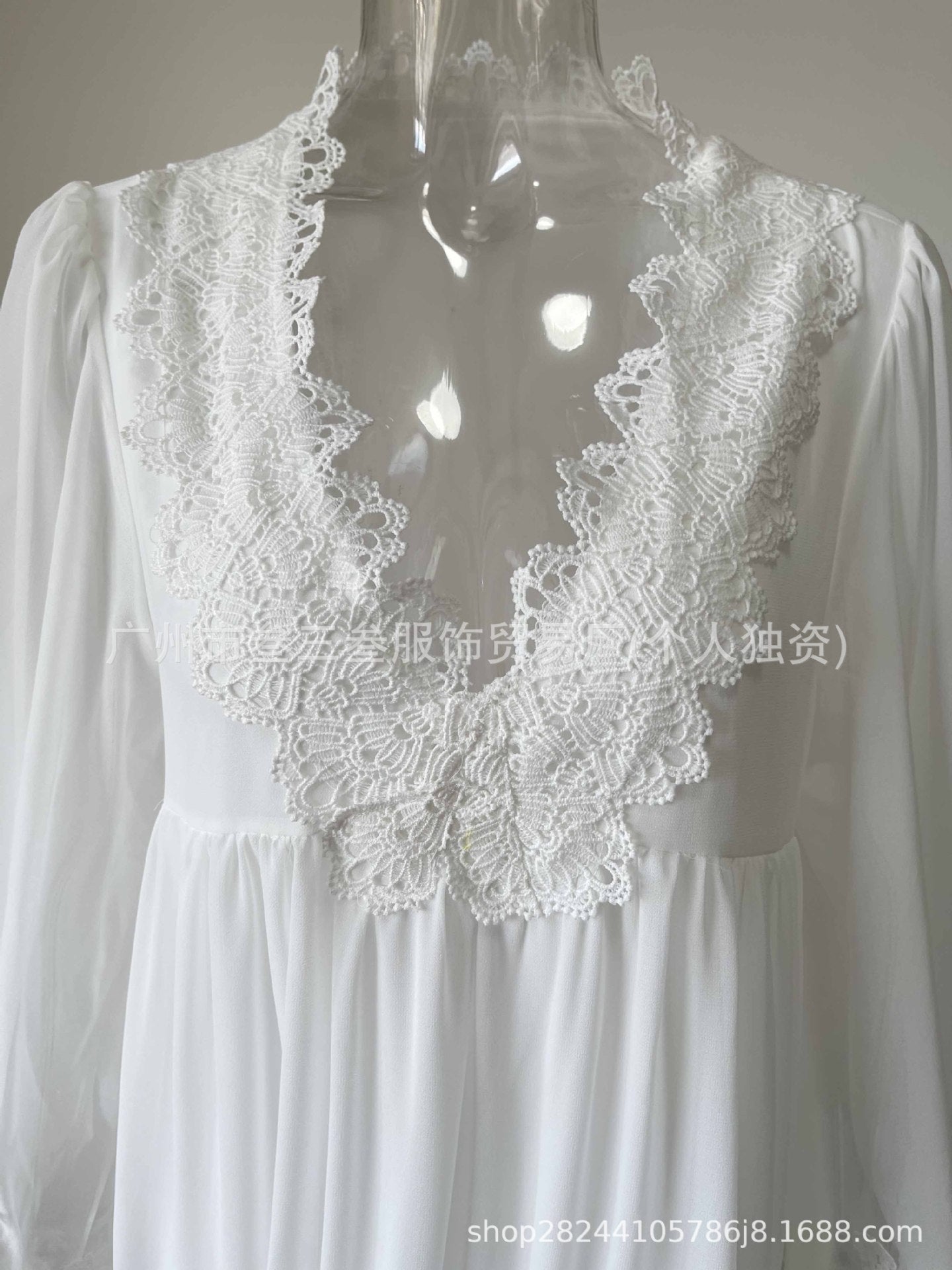 Women's Boho Lace Chiffon Long Sleeve Maxi Dress