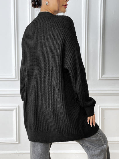 Autumn and Winter Women's Long-sleeved Double-pocket Casual Cardigan Jacket
