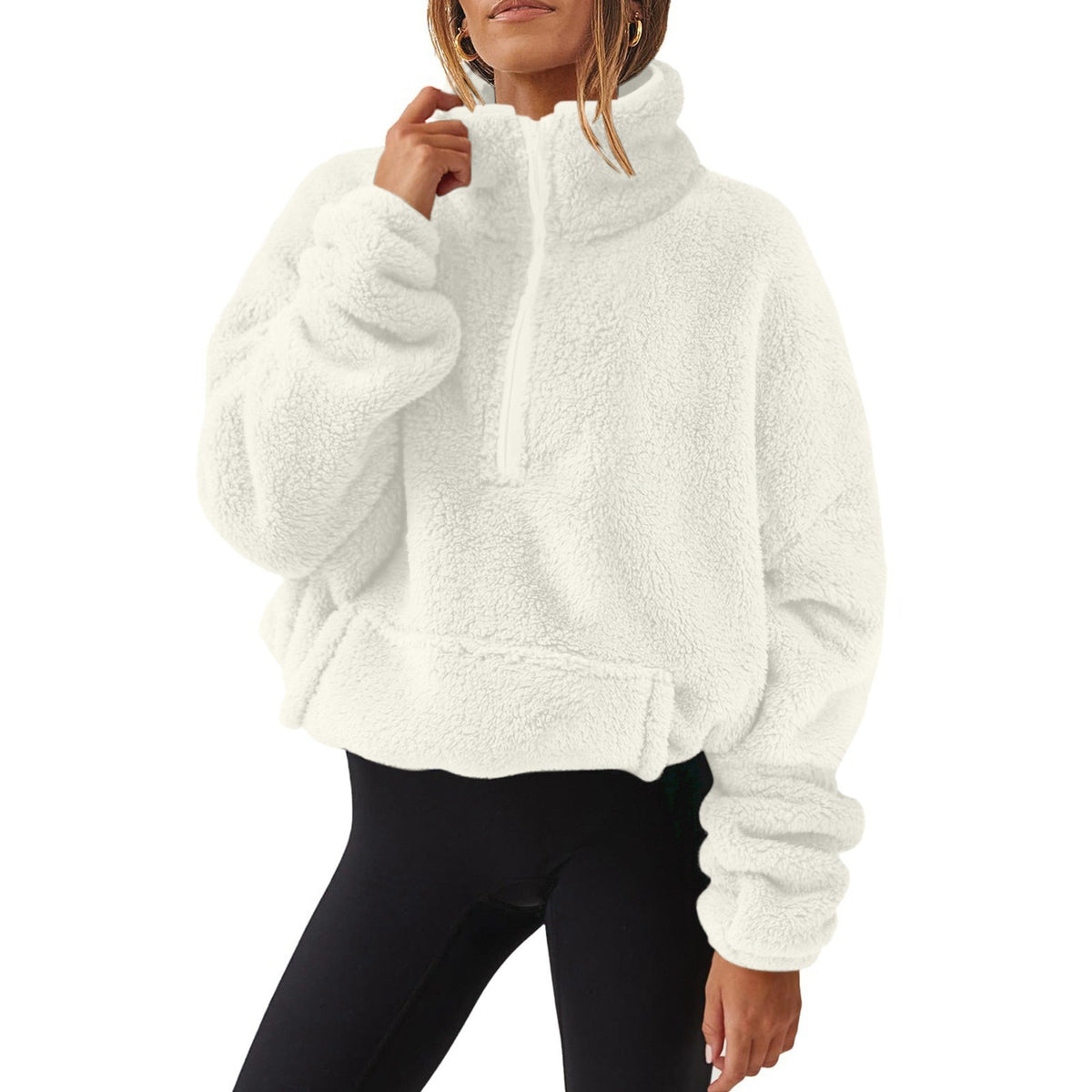 Women's Sherpa Half Zip Pullover Sweatshirt