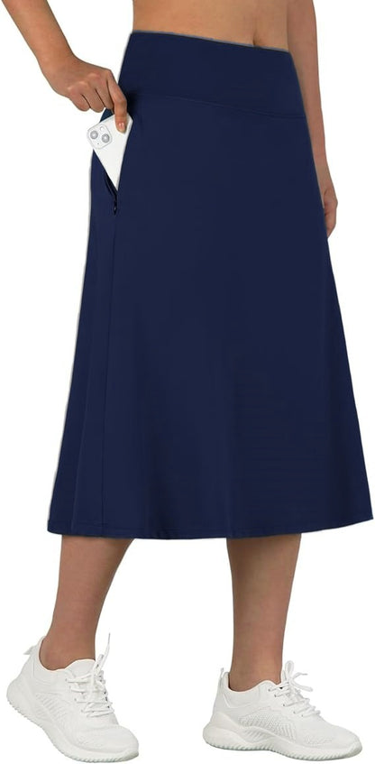 Women's High-Waisted A-Line Skirt with Pockets – Casual Sports Skirt