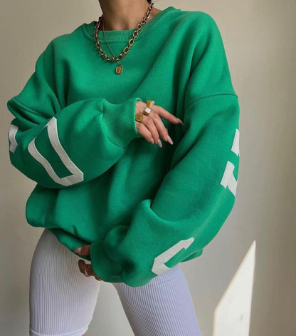 Women's Oversized Graphic Fleece Crewneck Sweatshirt