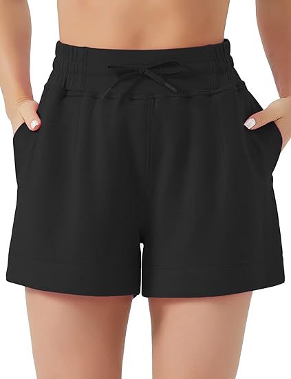 Women's High-Waisted Drawstring Sweat Shorts – Casual Lounge Shorts