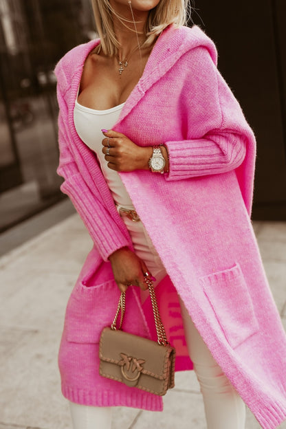Oversized Hooded Letter Duster Cardigan
