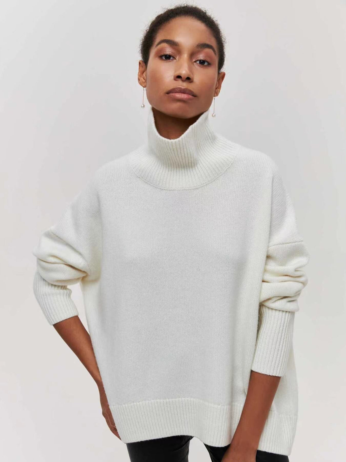 Women's Oversized Mock Neck Sweater Casual Fall Winter