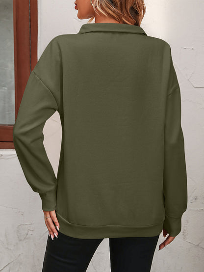 Customizable Half Zip Long Sleeve Casual Pullover Sweatshirt