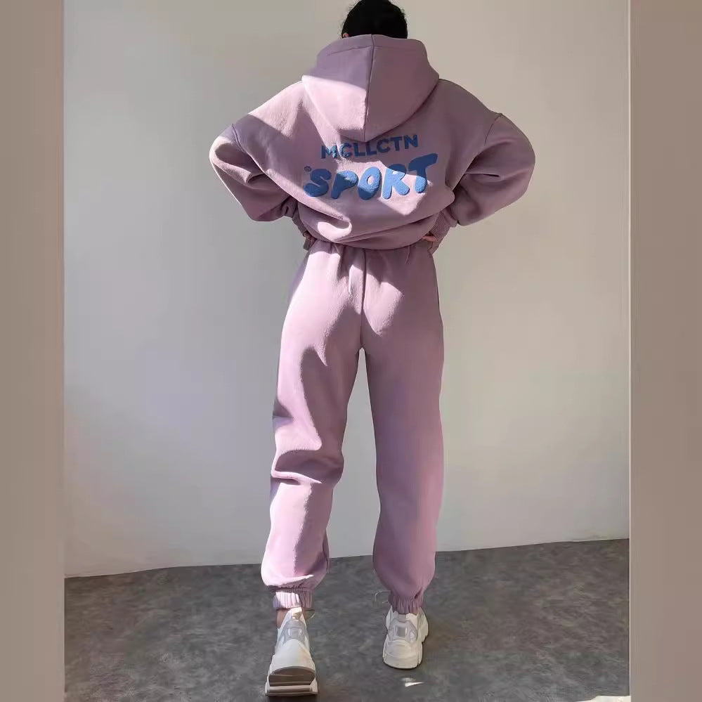 Women's Fleece Lined Graphic Hoodie Sweatpants Set