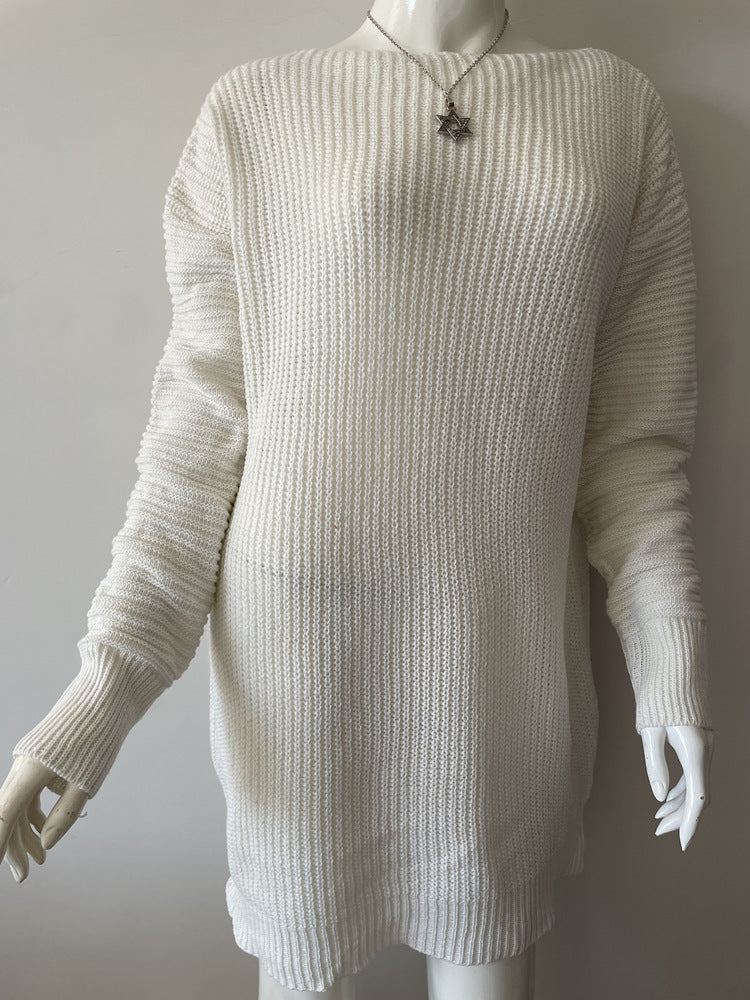 Off Shoulder Balloon Sleeve Ribbed Sweater Dress