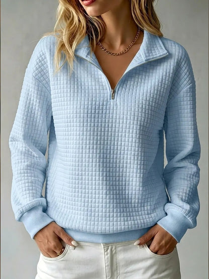 Women's Oversized Waffle Half Zip Pullover Sweatshirt