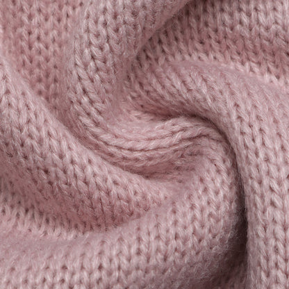 Solid Knit V Neck Sweater Contrast Trim Pointelle Sleeve