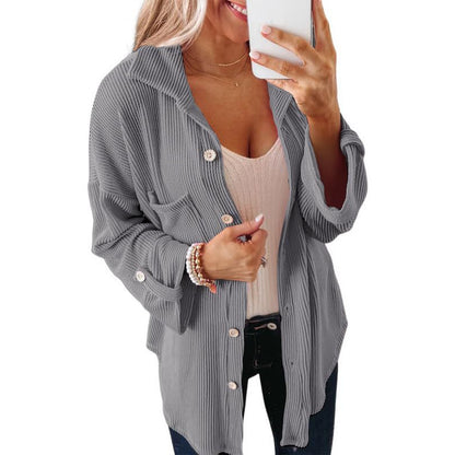 Women's Oversized Waffle Knit Button Down Shacket