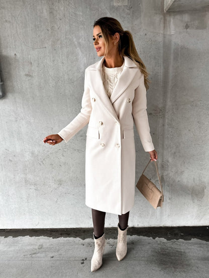 Women's Double Breasted Long Coat Fall Winter