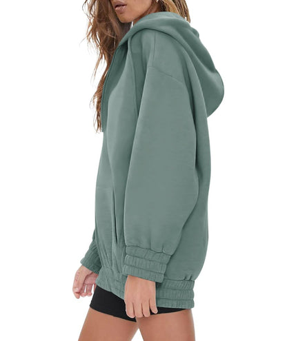 Women's Oversized Fleece Zip Up Hoodie Jacket Casual