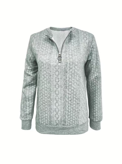 Women's Cable Knit Quarter Zip Pullover Sweatshirt