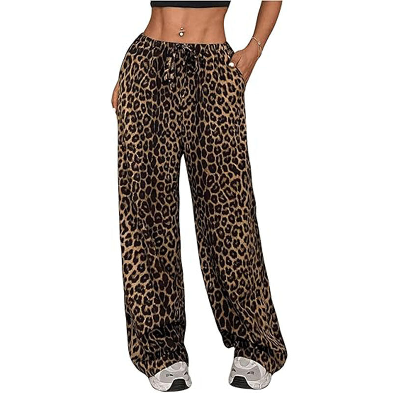 Low-Waist Leopard Print Wide-Leg Pants – Edgy Streetwear for Women