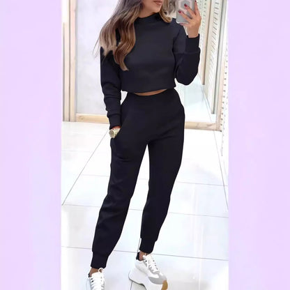 Women's Slim Fit Mock Neck Sweatsuit Jogger Set