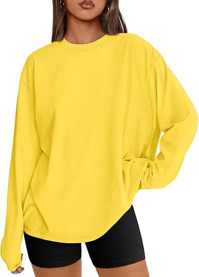 Women's Oversized Long Sleeve Crew Neck Boyfriend Tee