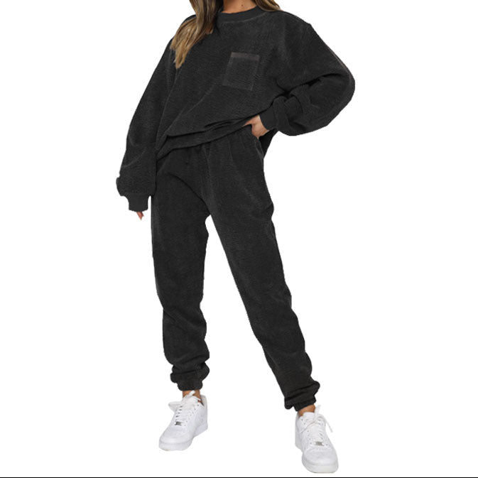 Women's Oversized Corduroy Matching Set Sweatshirt Joggers
