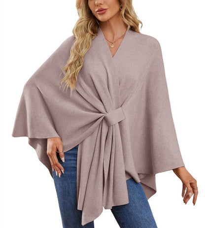 Women's Soft Batwing Cape Wrap Poncho Sweater