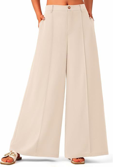 Women's High-Waisted Wide-Leg Palazzo Pants – Elegant Business Trousers