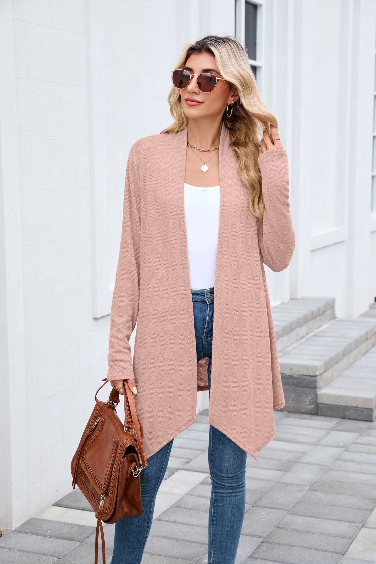 Women's Oversized Long Open Front Knit Cardigan Sweater