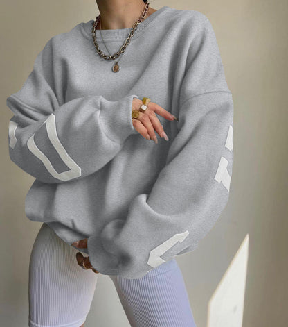 Women's Oversized Graphic Fleece Crewneck Sweatshirt