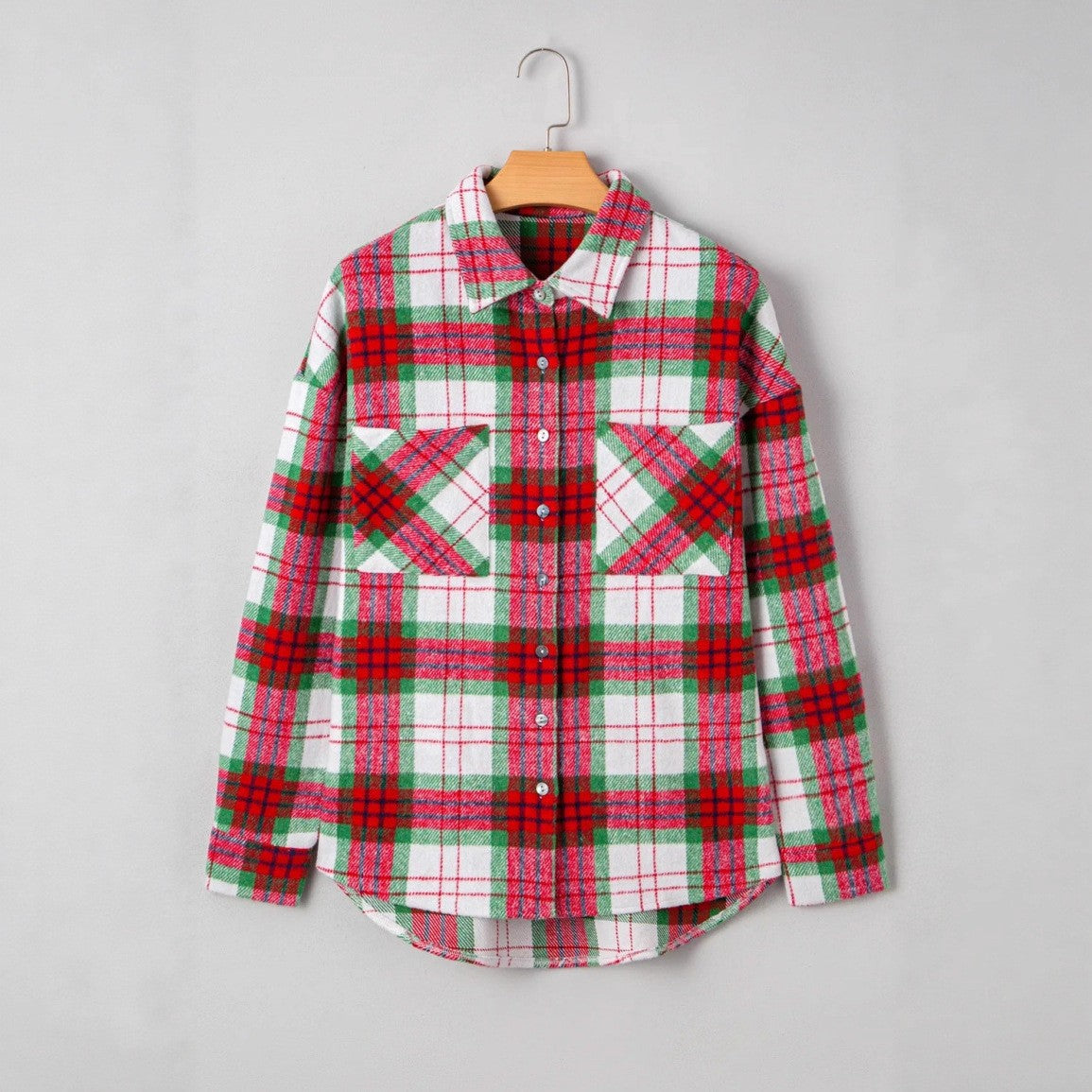 Plaid Shacket Button Down Oversized Shirt Jacket