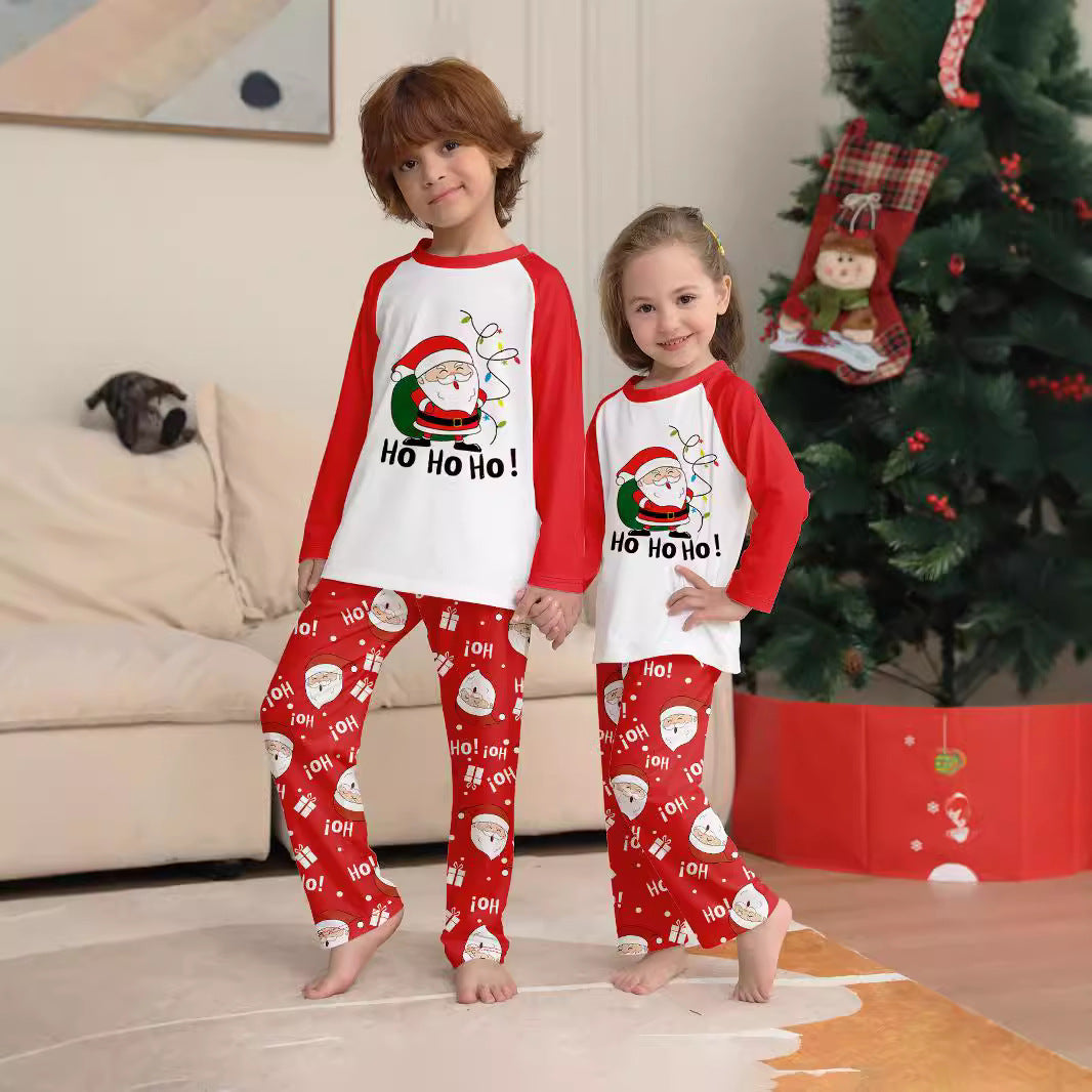 Santa Alphabet Cartoon Parent-Child Printed Christmas Pajamas