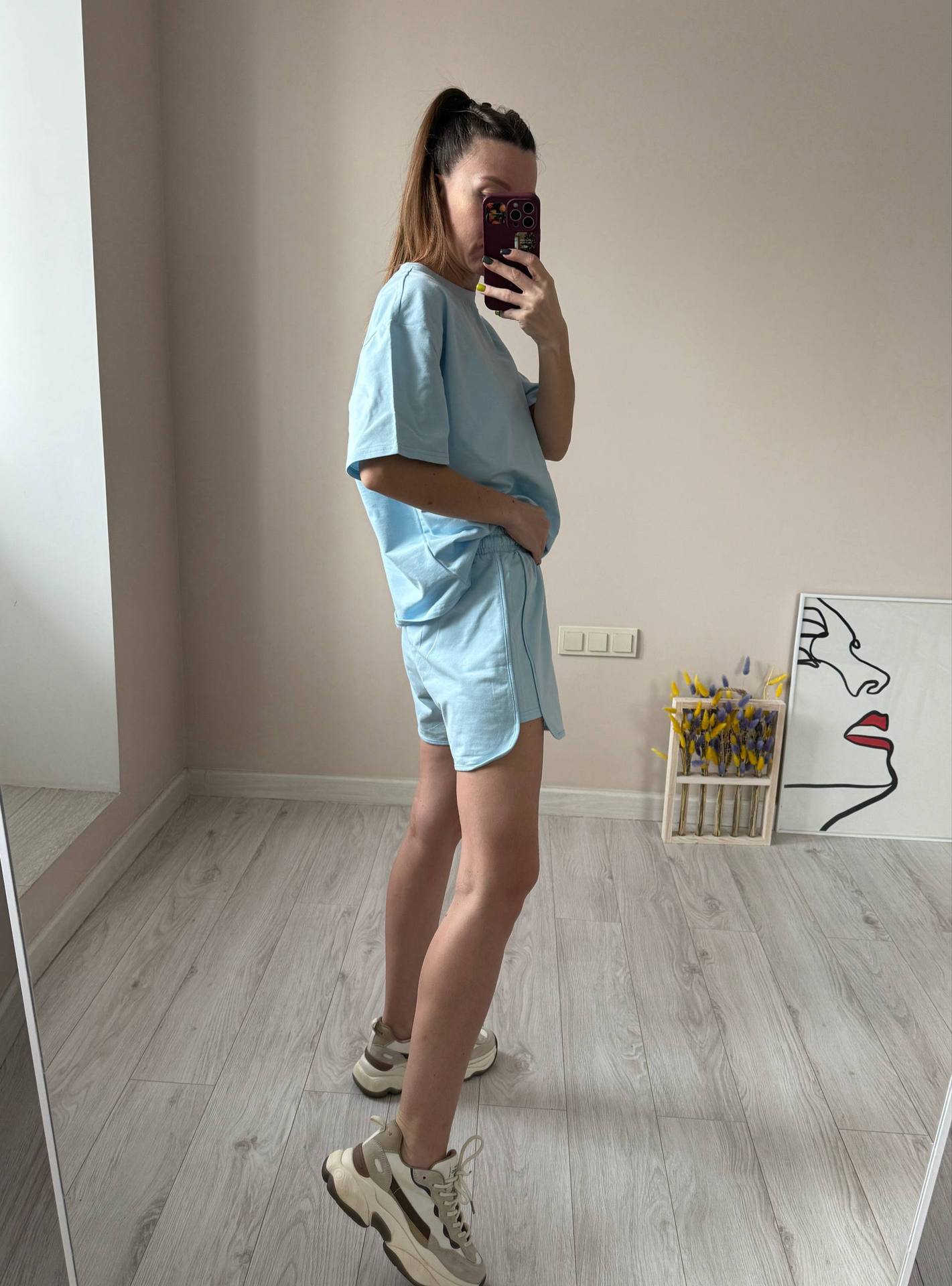 Cotton Two Piece Set T Shirt Shorts Casual Lounge Outfit