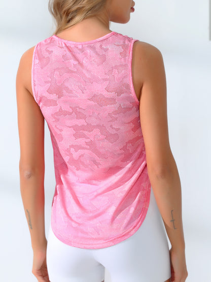Pink Camo Sleeveless Pilates Workout Tank Top