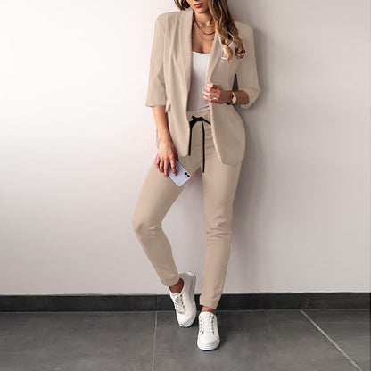 Women's Casual Blazer & Pants Two-Piece Suit Set