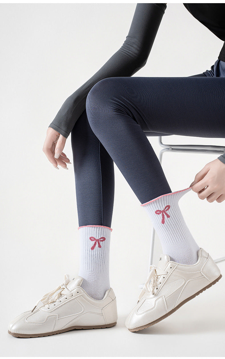 Womens Bow Grip Pilates Socks Non Slip Yoga Socks