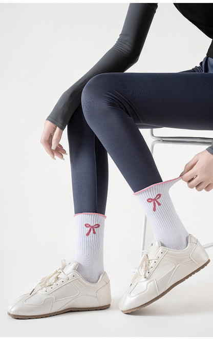Womens Bow Grip Pilates Socks Non Slip Yoga Socks